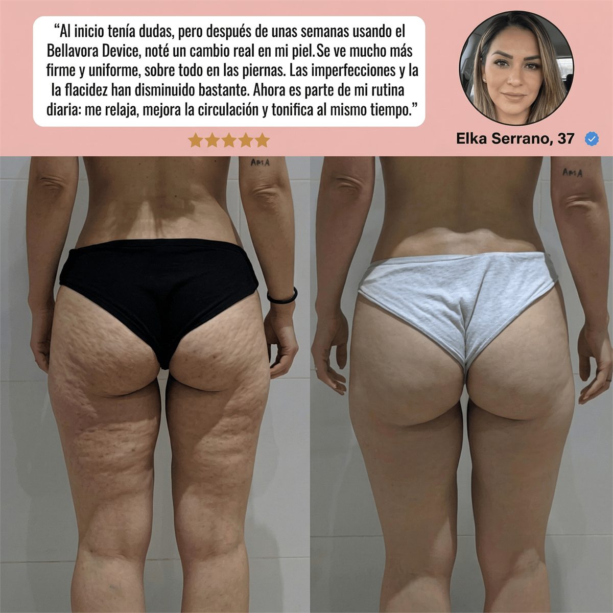 Antes y despues Bellavora dia 1 y dia 42